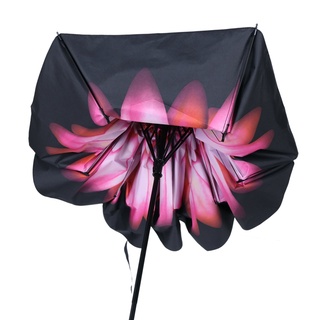 Paraguas lluvia mujer tres veces 3D impresión flor soleado y lluvioso paraguas sombrilla (9)
