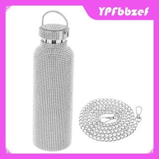 Silver Diamond Water Bottle,Bling Rhinestone Stainless Steel Thermal Bottle,Refillable Water Bottle,Insulated Water