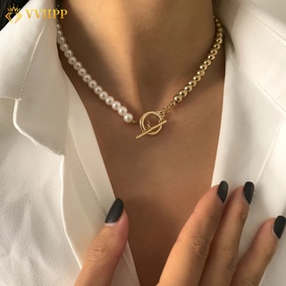 Fashion Personalized Pearl Necklace Korean Gold Beads Choker Necklace Women Accessories Gift
