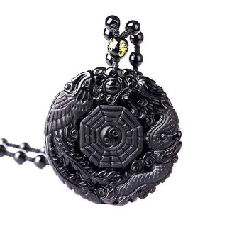 lucky obsidiana tallada tai chi bagua bagua colgante collar de cuentas cadena de regalo k6y0
