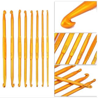 8 piezas de ganchos de ganchillo para tejer agujas de aluminio dorado de doble extremo de ganchillo y tejer conjunto de tejido artesanal
