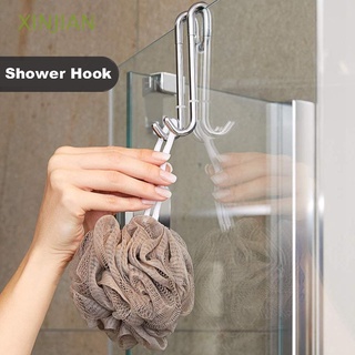 XINJIAN Lightweight Towel Hanger Screen Glass Door Shower Hooks 2pcs/set Shower Door Storage Organization Stainless Steel Clothes Holder Bathroom Hooks