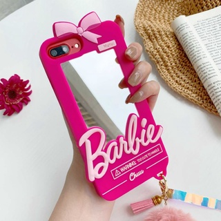 Lindo Barbie Espejo Teléfono Caso Chica Maquillaje Para iPhone 13 13pro 13promax 12 12Pro 12 Pro MAX 11 7 7Plus 8 8Plus X XS XR 6 Plus 6S Silicona Funda Con Adornos (4)