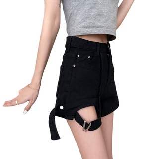 Venta al por mayor2021Verano nuevo estilo coreano pantalones cortos de mezclilla mujer All-Match cintura alta adelgazamiento caliente pantalones sueltos rectosaPalabra Pantalones (5)