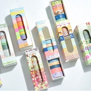 10 rollo/set de colores de la rejilla de puntos Washi cinta Collage decoración cintas de enmascaramiento DIY papelería pegatina