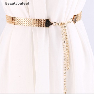 [Beautyoufeel] Moda onda de Metal cintura cadena cinturón hebilla oro cuerpo cadena vestido cinturón buenos productos