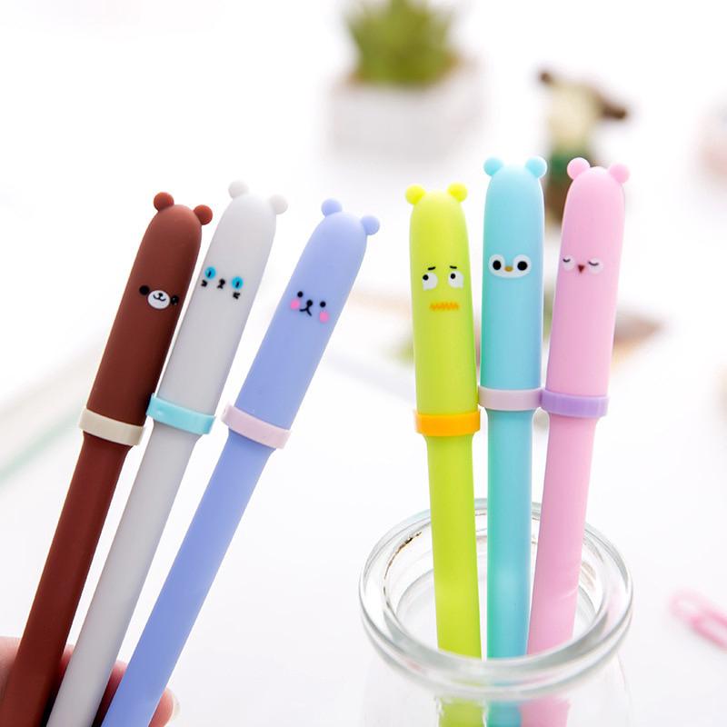6 bolígrafos de Gel de expresión Animal para niños, novedad, regalo, papelería, suministros escolares