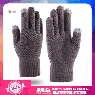 [*_*] Men Thicken Winter Knitted Woolen Gloves Warm Full Finger Touch Screen Mittens