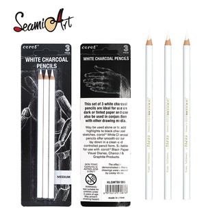 SeamiArt Corot - 3 lápices de carbón blanco para bolígrafos de carbono, herramientas de bolsillo, herramientas de arte