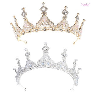 Yadal Crystal Bride Crown Queen Princess Wedding Tiara Gold Silver Hair Jewelry Women