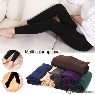 leggings elásticos de invierno de vellón térmico para mujer/pantalones térmicos delgados forrados