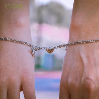 CLOSE Korean Couple Bracelet For Women Magnet Attraction Heart Shaped Bracelet 2pcs/set Gift For Men Alloy Key Lock Fashion Accessories