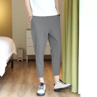 2021Cropped Pants Loose Cropped Pants Ankle-Tied Harem Pants Boy Korean Style Trendy Student Summer Ice Silk Leisure Pants (7)