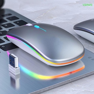 VANES profesional silencioso ratón portátil LED retroiluminado ratón inalámbrico portátil portátil ergonómico óptico 2.4G recargable ratón de juego/Multicolor
