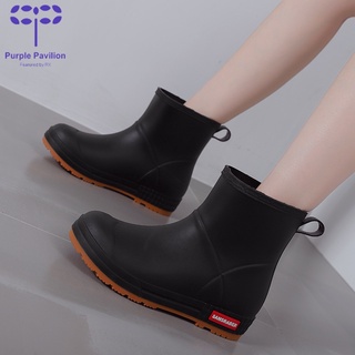 Moda tubo corto ligero de las mujeres botas de lluvia mediados tubo antideslizante impermeable zapatos de estudiante