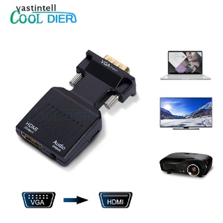 [vastintell] Convertidor HDMI Hembra A VGA Macho Con Adaptador De Audio Compatible Con Salida De Señal 1080P .