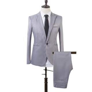 2 PCS Men Slim Fit Formal Business Tuxedos Suit Coat Pants Party Wedding Prom (4)