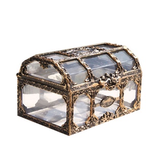 caja de plástico transparente pirata del tesoro de cristal gema joyero caja de almacenamiento