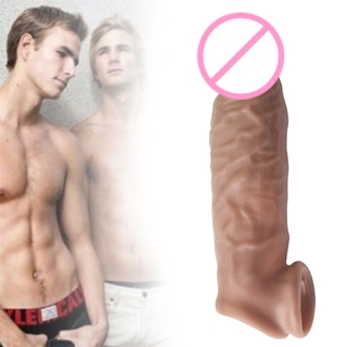 S Male Reusable Penis Sleeve Enlargement Condoms Dildo Extender Cock Delay Ring