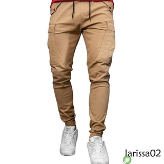 ❁DX❀Men Casual Cargo Pants, Adults Loose Solid Color Trousers with Pockets,