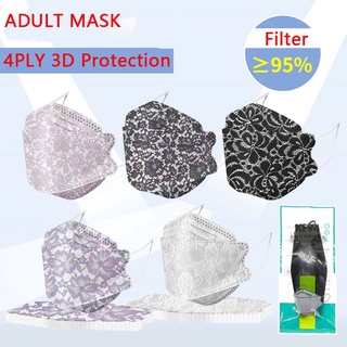 10Pcs KF94 cubrebocas Nueva máscara de pescado para mujer Máscara de encaje KF94 3D 4ply Máscara de encaje 4plyKf94 Máscara para adultos