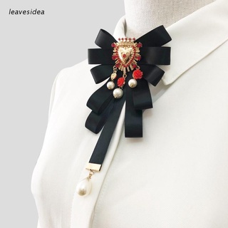 lea barroco bowknot pajarita cravat bowtie lazos broche pines mujeres moda joyería