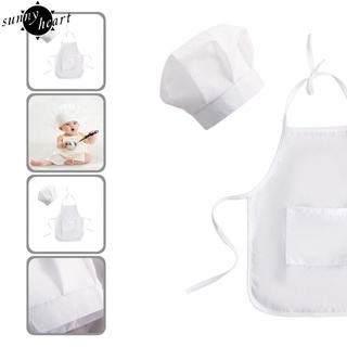sunnyheart delantal de Chef de bebé de aspecto agradable delantal con gran sombrero blanco absorción de sudor para recién nacido