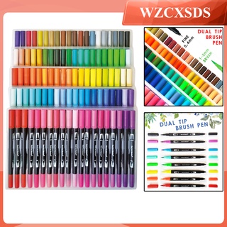 60/100 Colors Dual Tip Brush Pen Water Based Watercolor Paint Markers for Manga Hand Lettering Painting Writing Art