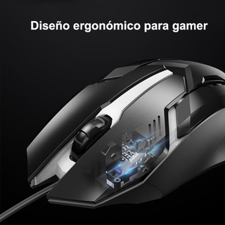 Mouse usb gamer ratón con Luz led diseño ergonomico sensor super sensible y estable universal RGB (2)