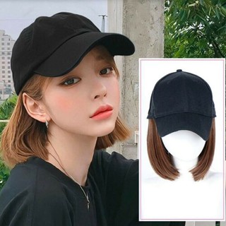 gorra de béisbol con pelucas pixie corte bob pelo sintético pelo corto sombrero para las mujeres
