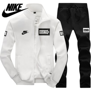 Nike Sportwear traje de los hombres al aire libre transpirable clásico de la moda de manga larga de algodón deportes Chamarra pantalones