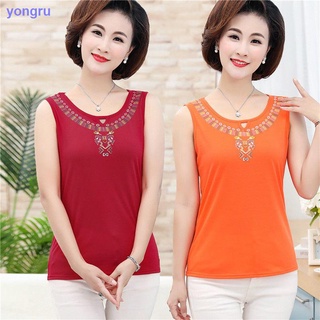Middle-aged and elderly women s summer cool short-sleeved T-shirt mother loose vest suspenders middle-aged men sleeveless bottoming shirt
