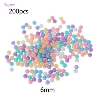 Super 200 pzs espaciador redondo de bolas acrílicas multicolores para hacer joyas DIY 6 mm