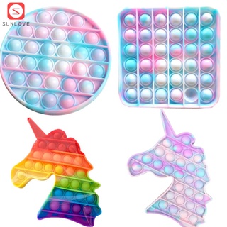 Push Pop It burbuja sensorial arco iris Fidget unicornio ToyRestore emociones alivio del estrés juguete
