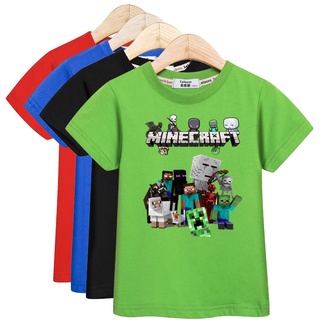 Verano Minecraft Camiseta Para Niño Manga Corta Top 3-14 Años Algodón (5)