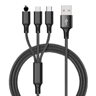 Iphone Micro USB, cable de datos USB tipo C, buena carga rápida teléfono móvil tres en uno de nylon cable de datos de carga de tres funciones (7)