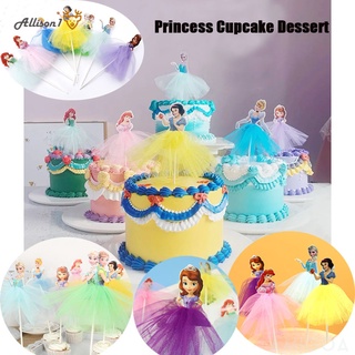 princesa cumpleaños tarta decoración de dibujos animados princesa tarjeta con vestido topper cupcake postre decoración fiesta de cumpleaños suministros
