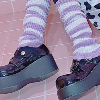 s.mx colorido a rayas calentadores de piernas gótico punk lolita estudiante de punto rodilla calcetines altos (7)