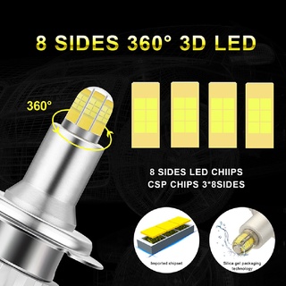 guaguafu 2pcs 24 chips h7 led lámpara de coche bombillas led 360 grados 6500k 18000lm mx