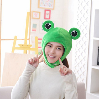 Larry Funny Big Frog Eyes Cartoon Plush Hat Toy Green Headgear Cap Cosplay Costume (6)