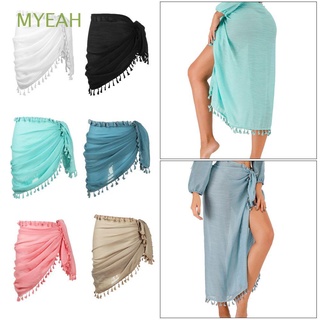 MYEAH Swimwear Beach Sarong Coverups Swimsuit Cover Up Short Tassels Cotton Plus Size Wrap Skirt Sarong Outdoor Bikini Long Swim Pareo/Multicolor