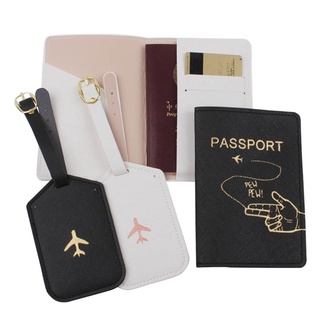 brroa 4pcs portátil de viaje pasaporte tarjeta cubierta con etiquetas de equipaje titular caso protector