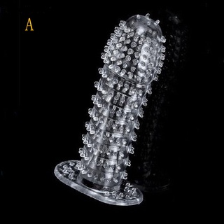 Silicona pico punteado acanalado transparente condón de extensión del pene manga adulto juguete sexual (9)