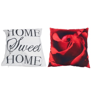 1Pcs Home Decor Word Linen Leaning Cushion Throw Pillow Covers Pillowslip Case(Letter:HOME SWEET HOME) & 1Pcs 45X45cm 3D Red Rose Pringting Cushion Cover