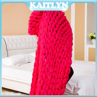 <Kaitlyn > manta de punto de Color sólido tejida a mano de hilo de lana gruesa