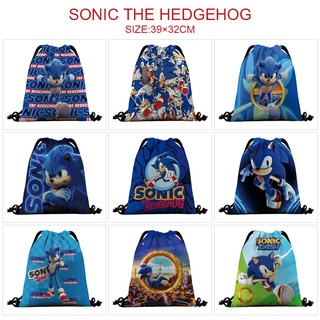 Sonic the Hedgehog Juego De Dibujos Animados Estudiante Casual Bolsa De Lona Color Cordón Deportes Al Aire Libre Mochila Regalo