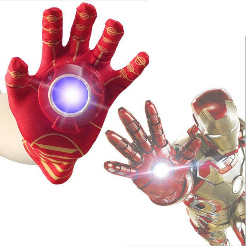 vengadores superhéroe spiderman iron man lanzador brillante guantes niño juguetes cosplay