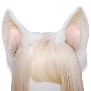 brroa peludo lobo orejas headwear precioso blanco gatito orejas adornos de pelo suave tocar animales cosplay accesorios
