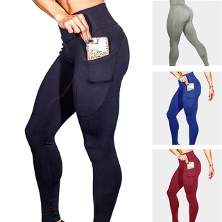 Leggings de Yoga para mujer/pantalones deportivos de cintura alta con bolsillos para entrenamiento Fitness