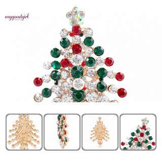 Nuevo Broche Para mujer en forma De árbol con pedrería colorida brillante Para navidad